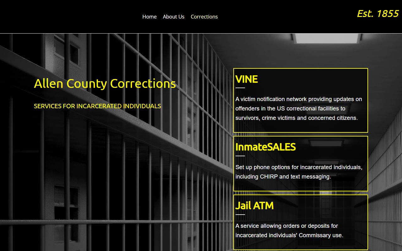 Allen County inmate population corrections services page